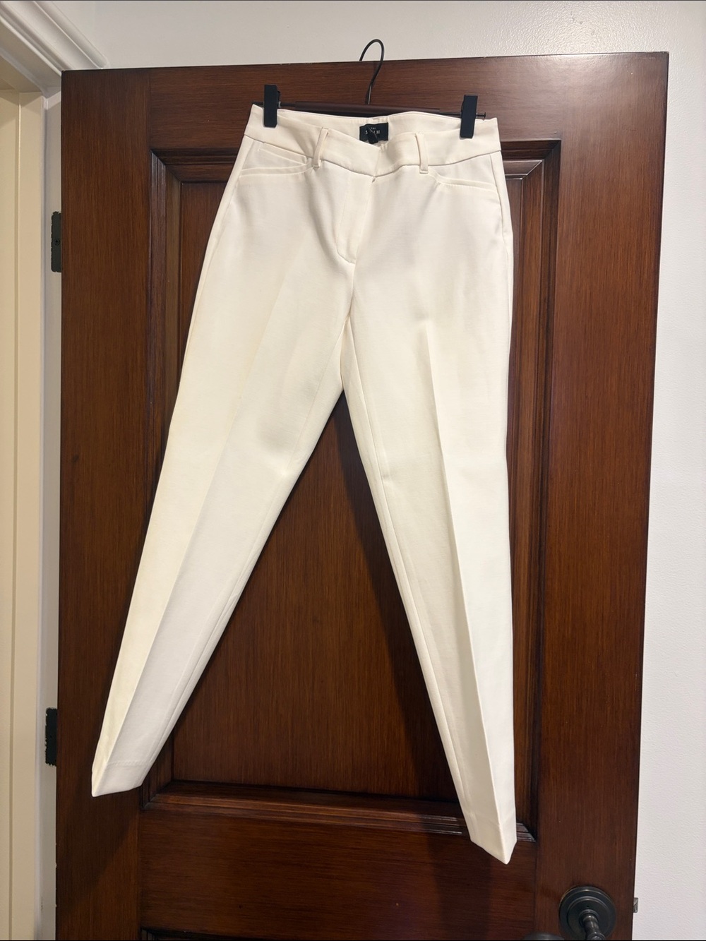 White House Black Market Cream Straight-Leg Jeans